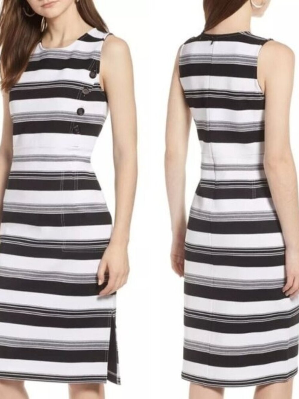 Halogen Nordstrom Striped Sleeveless Dress Career Old Money Academia Church MP